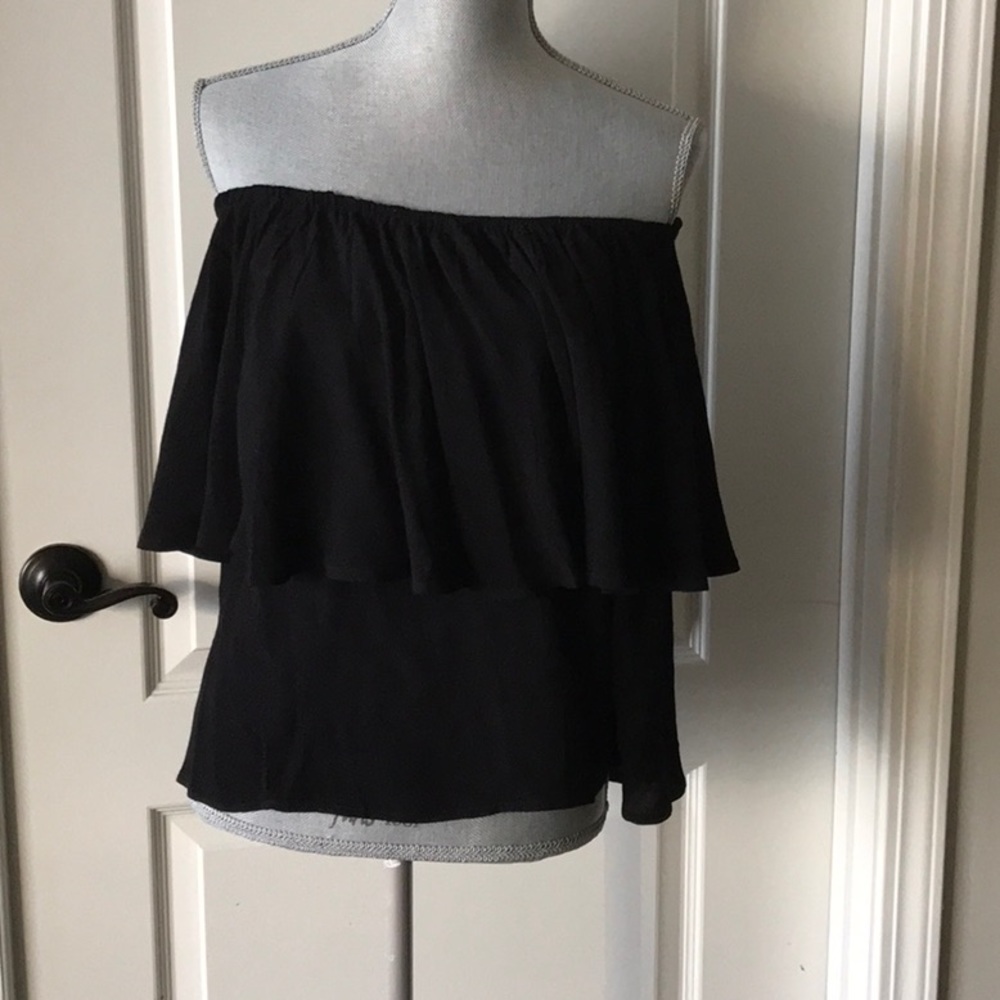 NWT Anthropologie Off the Shoulder Black Top SizeM